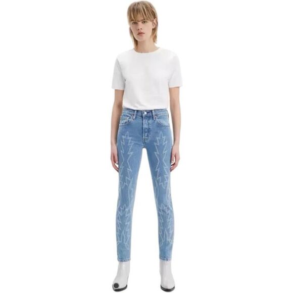 Levi's Premium 501 Straight Leg Jeans Size 27x30 Western Equestrian Embroidered - Picture 1 of 16